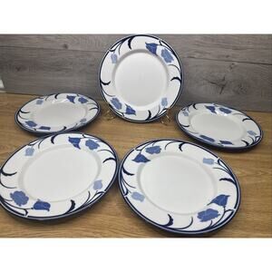 Dansk Tivoli Belles Fleurs Blue Salad Plates 9" Japan~set Of 5